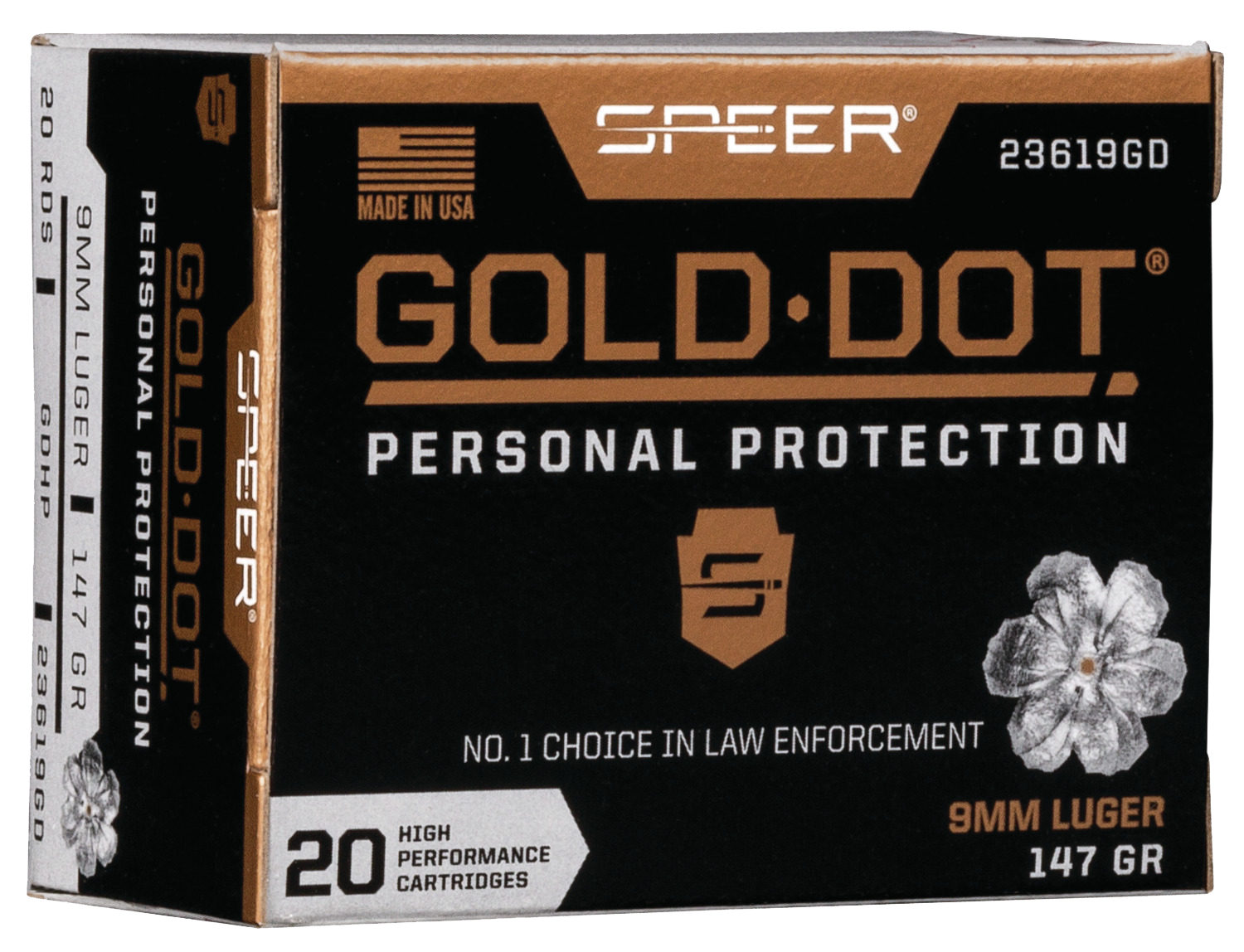 Speer Gold Dot Personal Protection Ammo 9mm 20-Rounds 147 Grain Hollow Point