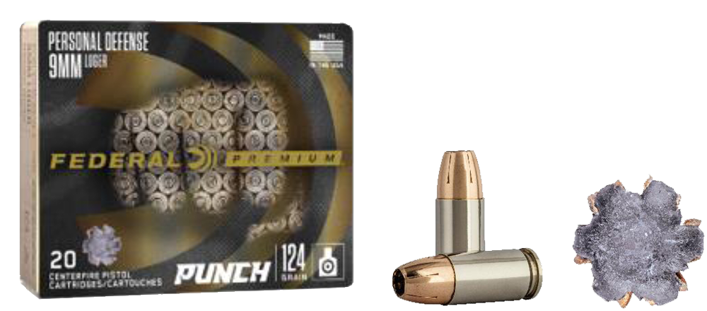 Federal Premium Punch Rounds Brass 9mm 20-Rounds 124 Grain JHP