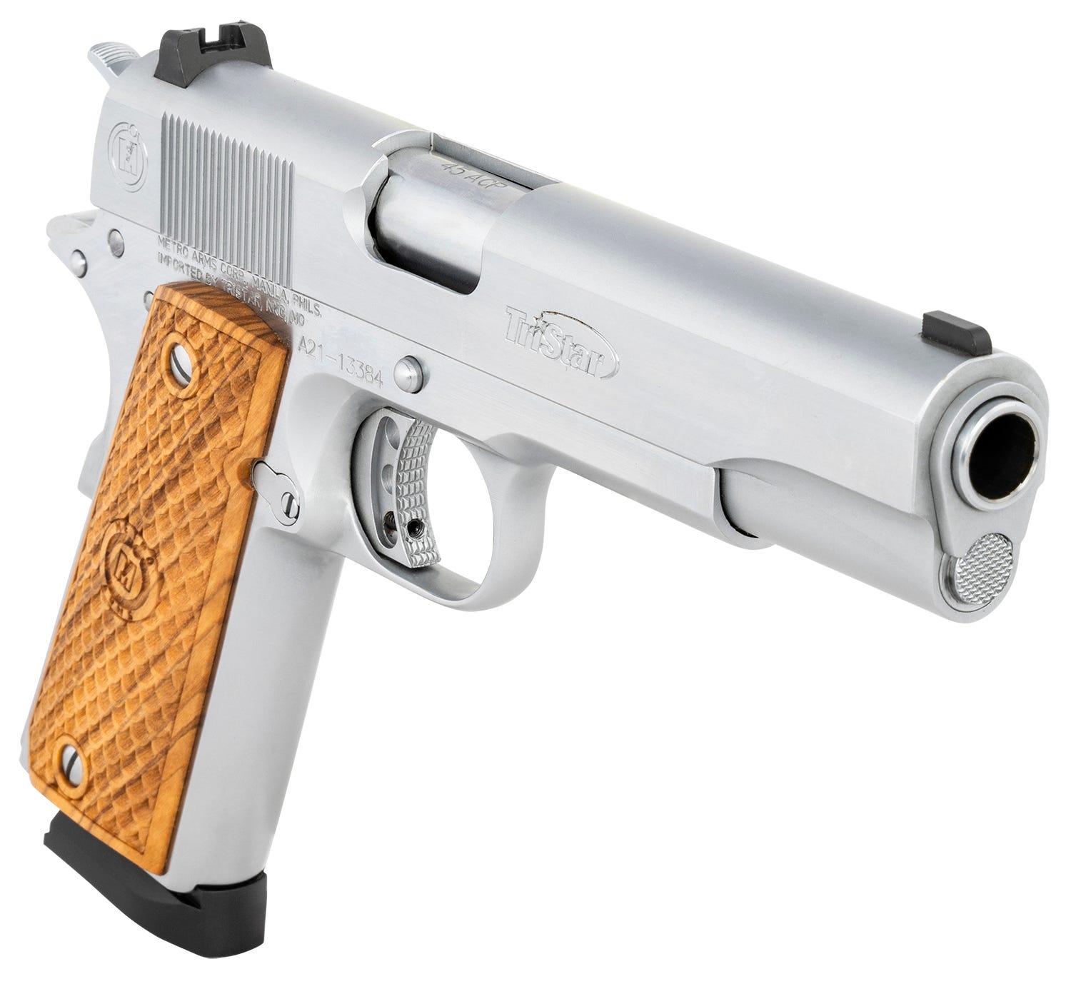 TriStar American Classic Government 1911 45 ACP 5" Barrel 8 Rounds Chrome Steel Frame/Slide - Image 3
