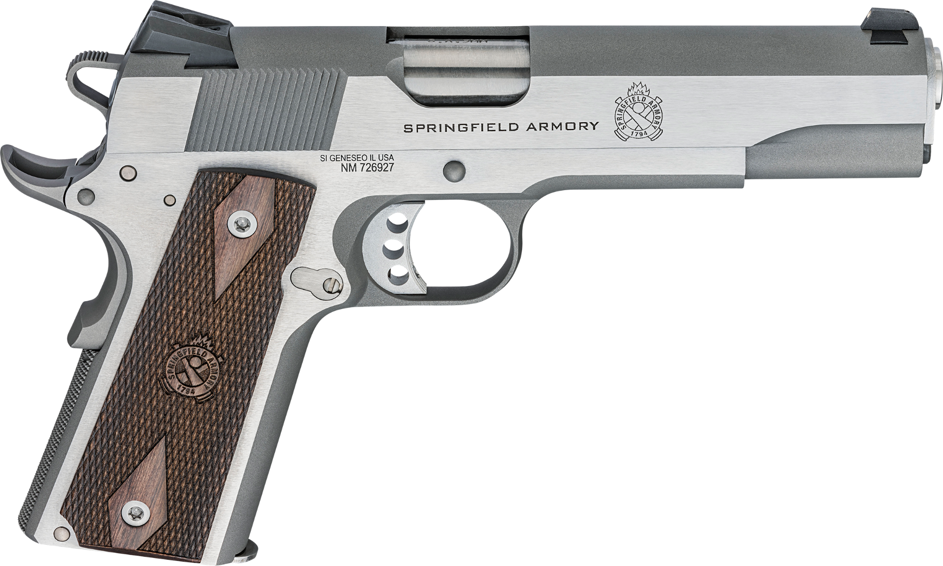 Springfield Garrison 1911 9mm 5" Barrel 9-Rounds Combat Sights Wood Grips Stainless