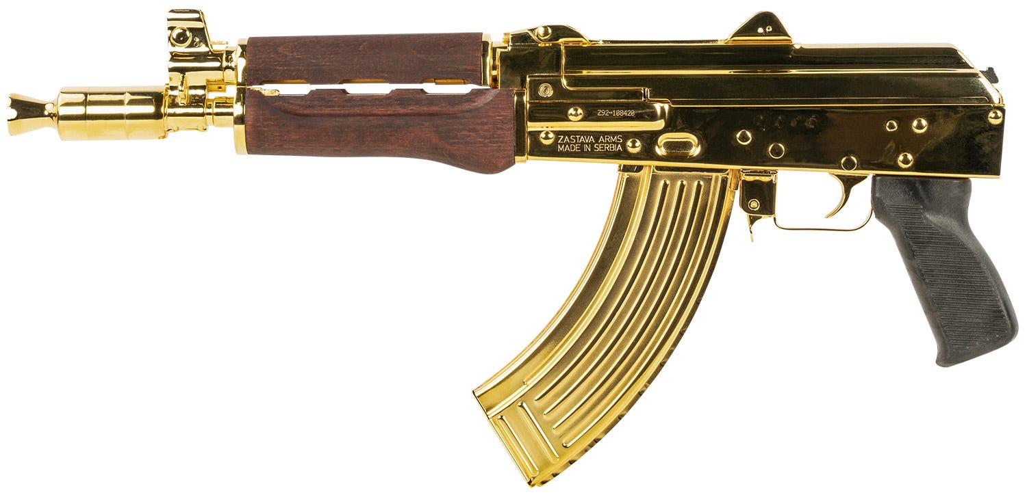 Zastava USA ZPAP92 AK Pistol Gold 7.62 X 39 10" Barrel 30-Rounds Serbian Red Wood - Image 3