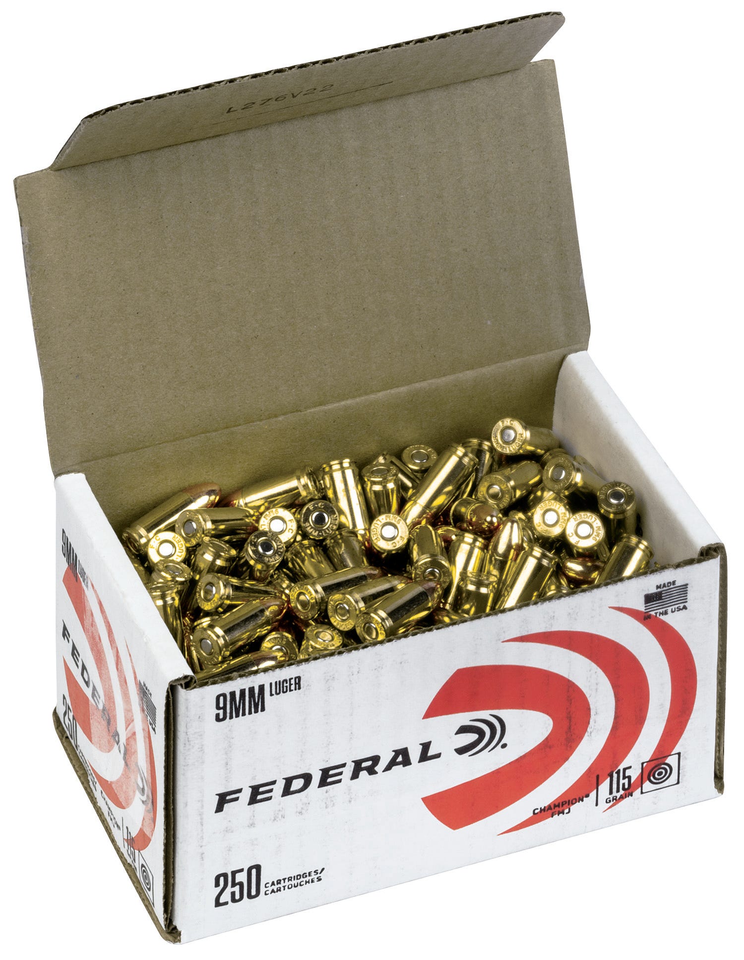 Federal Champion Bulk Ammo Brass 9mm 115 Grain 250-Rounds FMJ - Image 2