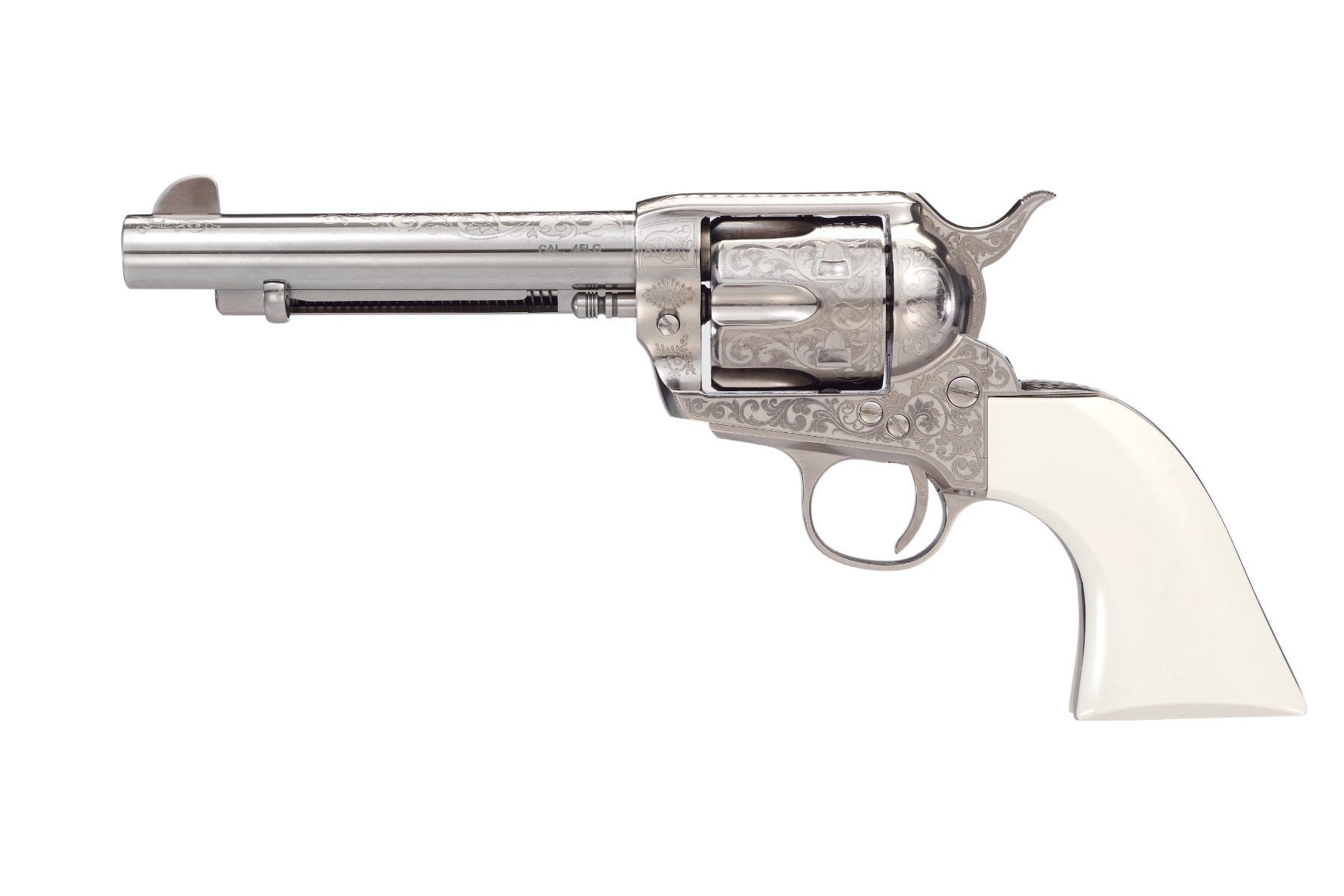 Taylors and Co 1873 Outlaw Legacy Engraved Nickel .45 Colt 5.5" Barrel 6-Rounds