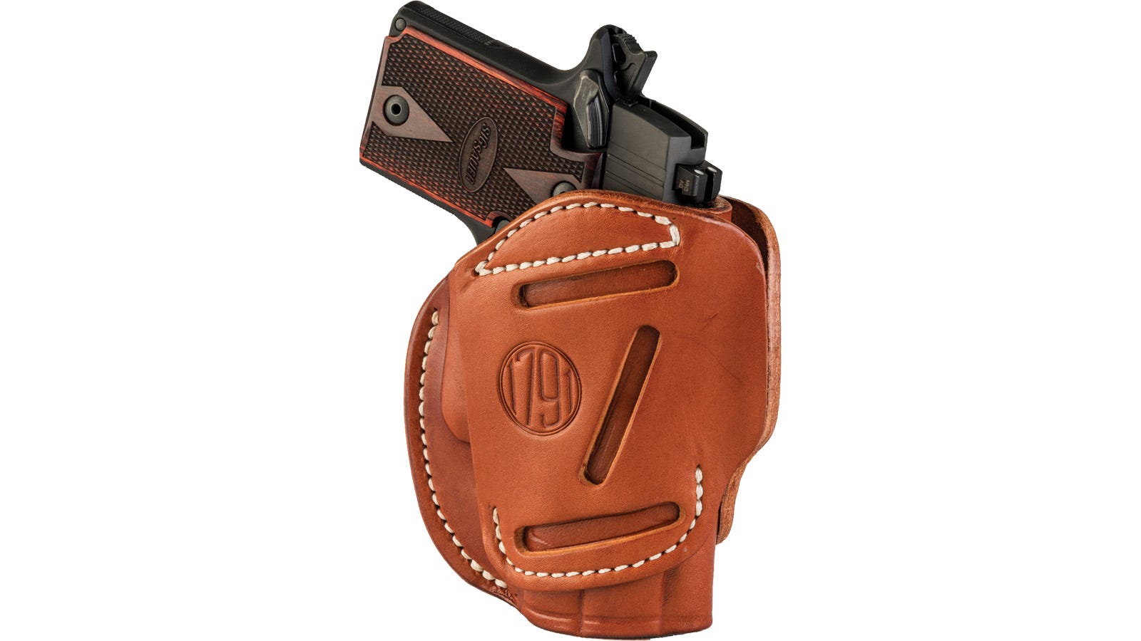 1791 Gunleather 3 Way Holster for Size 2 Handguns (Glock 42, Ruger LCP, and S&W Bodyguard) Brown Ambidextrous