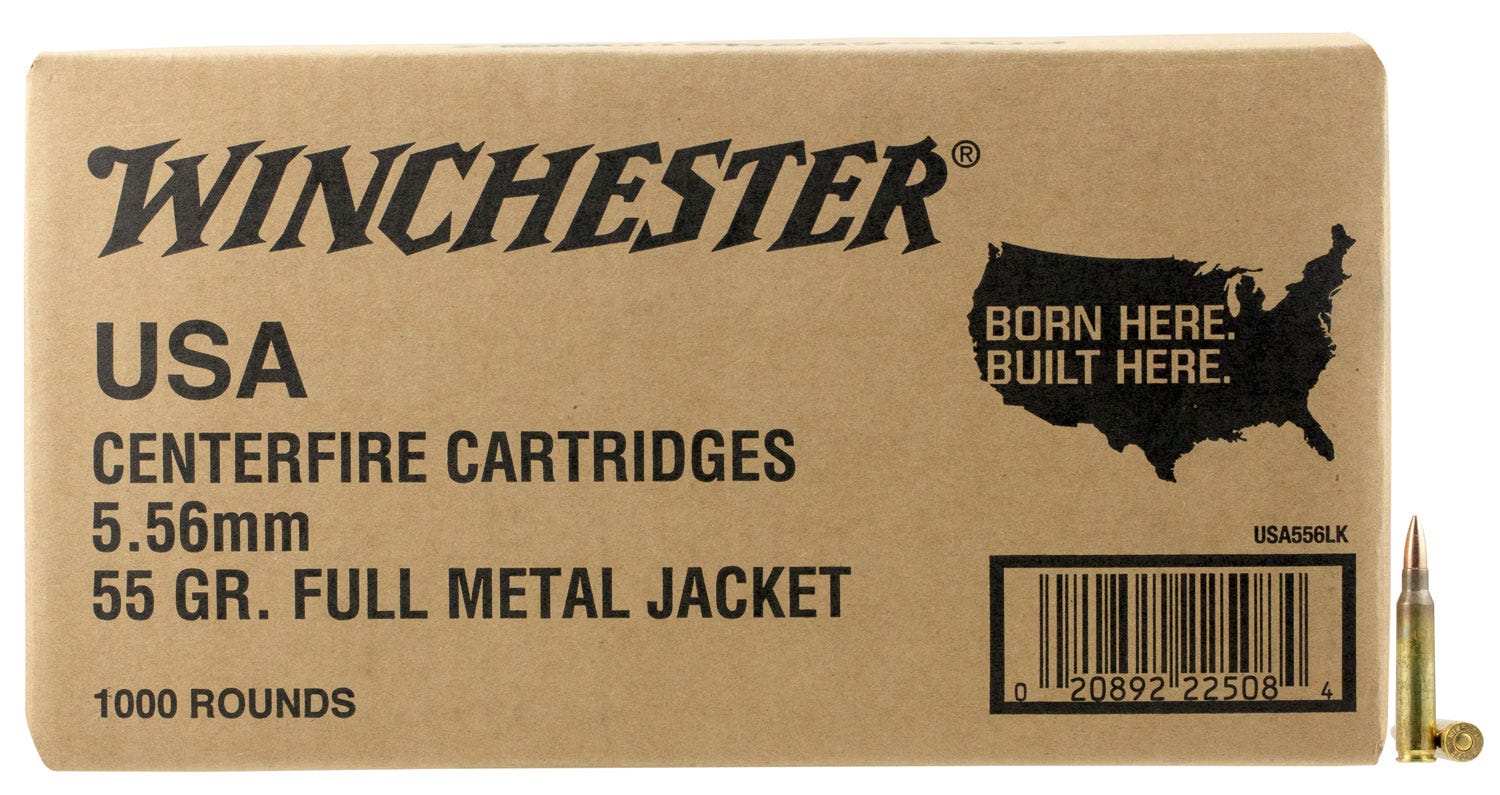 Winchester USA Lake City Brass 5.56 55-Grain 1000-Rounds FMJ Bulk