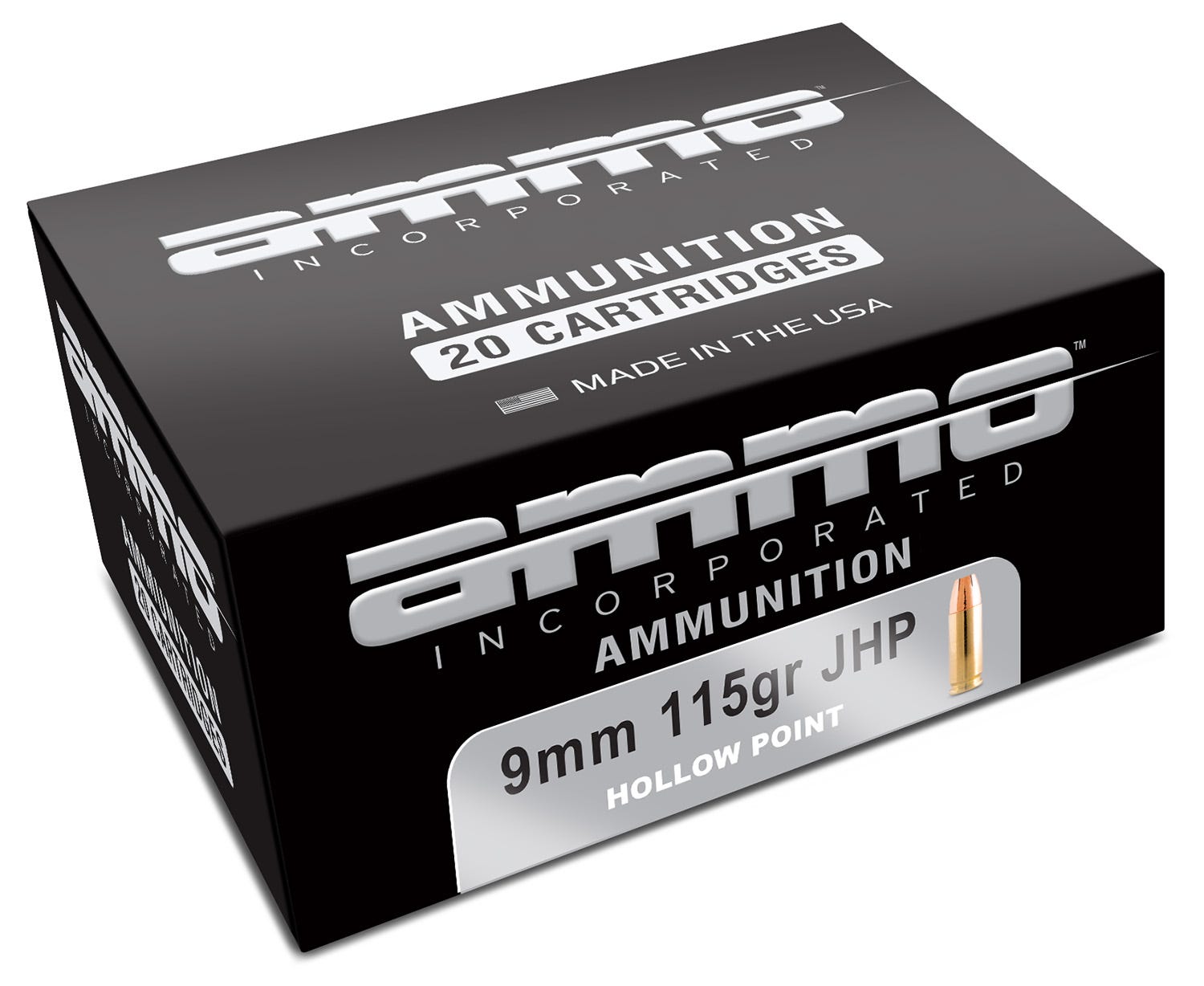Ammo Inc. Signature Brass 9mm Luger 115-Grain 20-Rounds JHP
