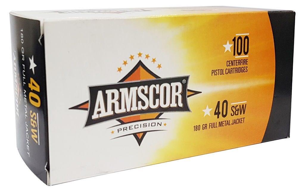 Armscor Pistol Ammo Brass .40 SW 100-Rounds FMJ