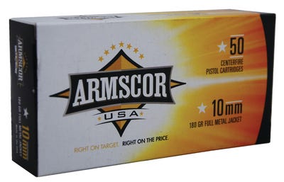 Armscor Pistol Ammo Brass 10mm 180 Gr 50-Rounds Full Metal Jacket