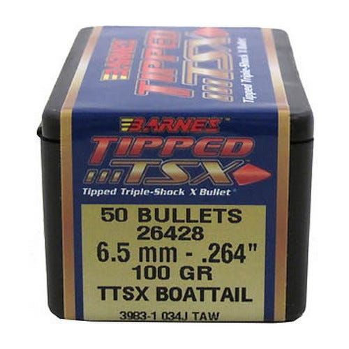 Barnes Bullets Tipped TSX Bullets .264 Caliber / 6.5mm 50-Count 100 Grain