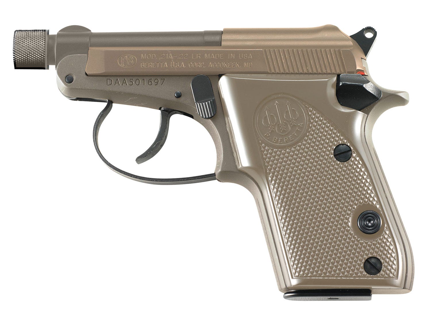 Beretta 21A Bobcat Covert Flat Dark Earth .22 LR 2.9" Barrel 7-Rounds Threaded Barrel