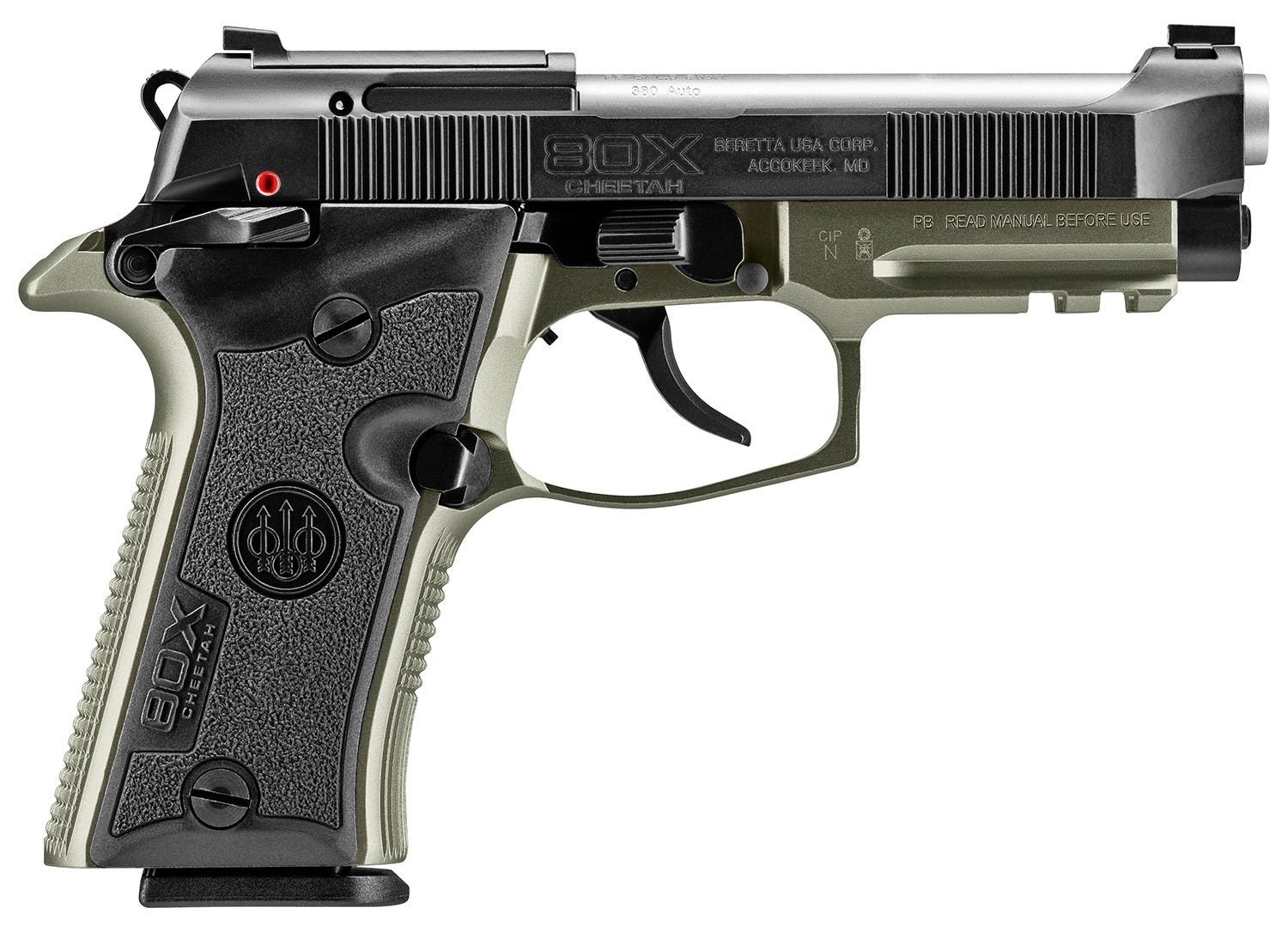 Beretta 80X Cheetah Black / OD Green .380 ACP 3.9" Barrel 13-Rounds