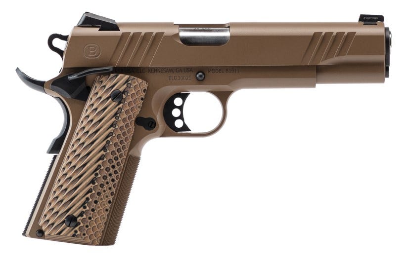 Bersa 1911 Flat Dark Earth .45 ACP 5" Barrel 8-Rounds Night Sights