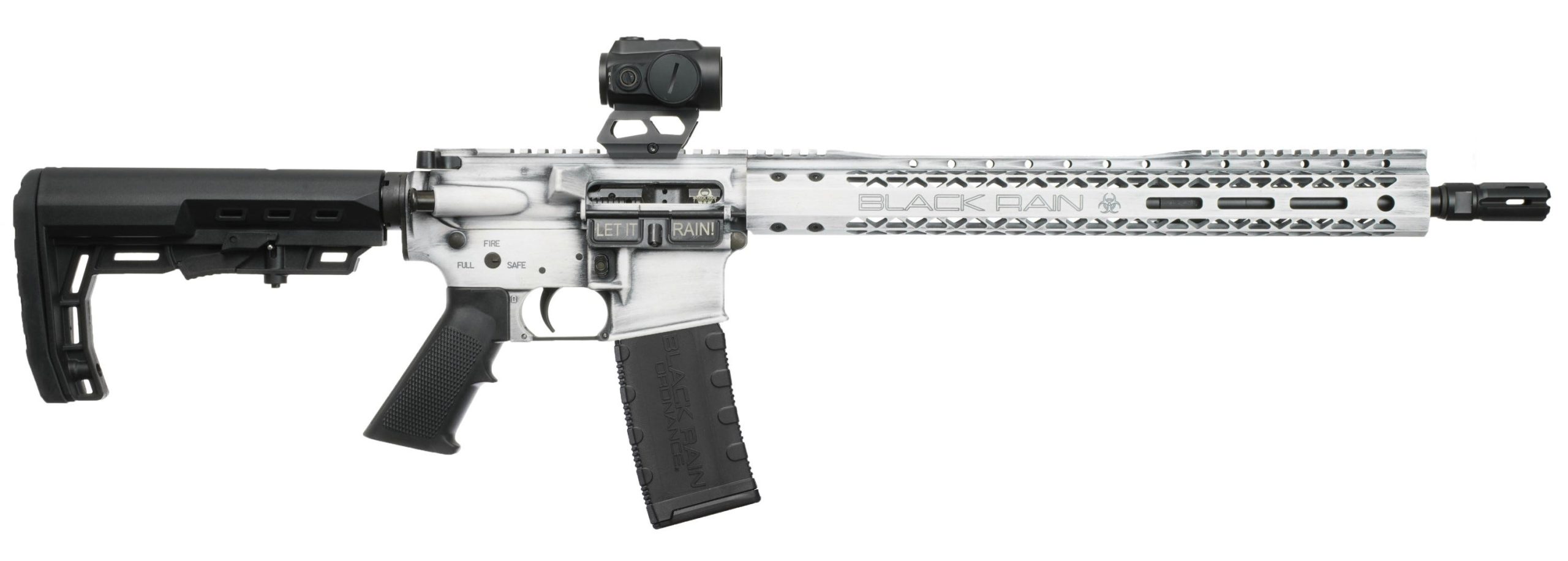 Black Rain Ordnance Spec15 Battleworn White 5.56 16" Barrel 30-Rounds w/ Optic