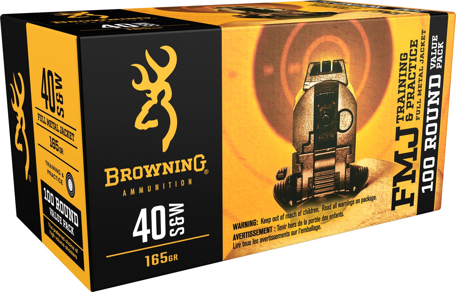 Browning Training & Practice Brass .40 SW 165-Grain 100-Rounds FMJ