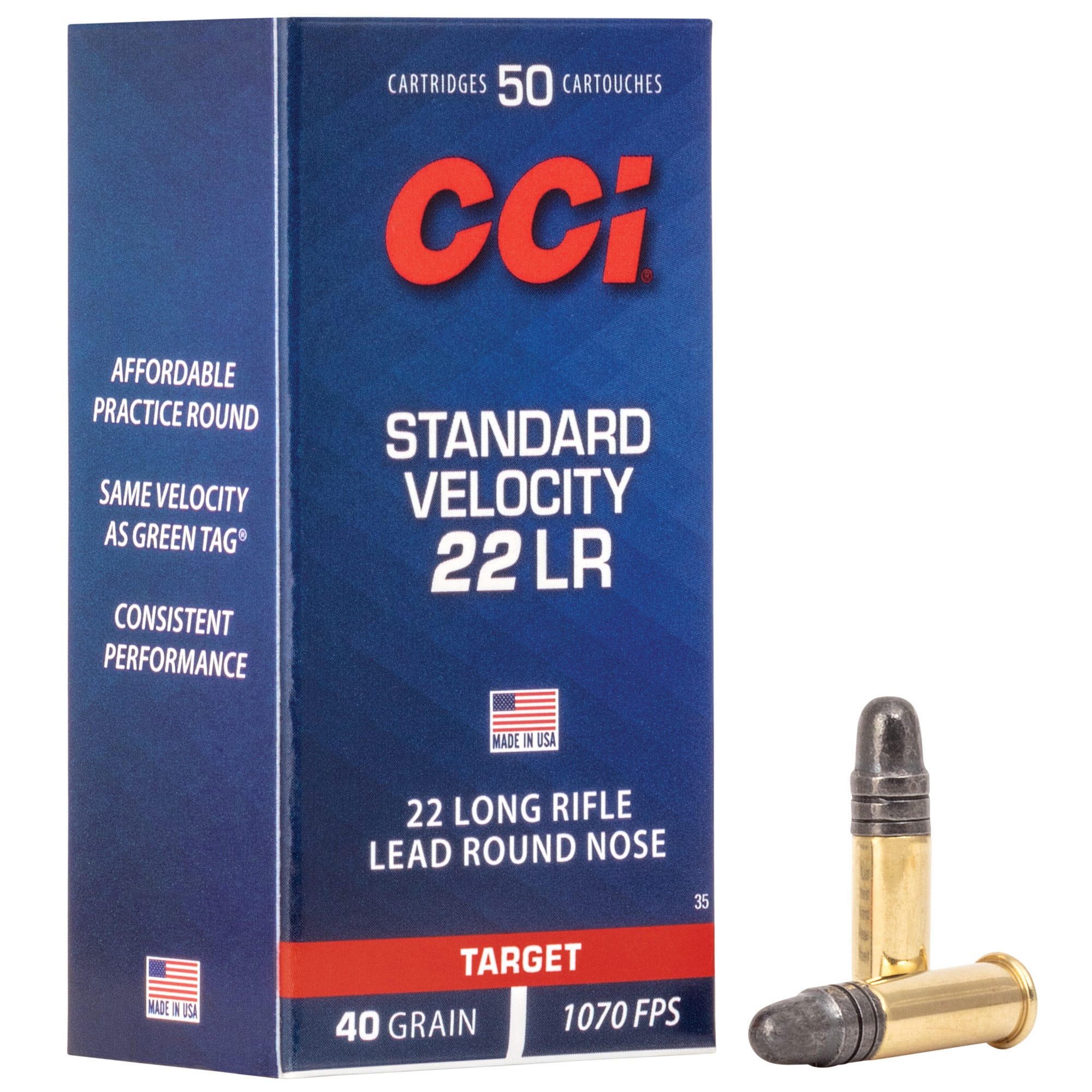 CCI Standard Velocity .22 LR 40-Grain 50-Rounds Brass Casings LRN Projectiles