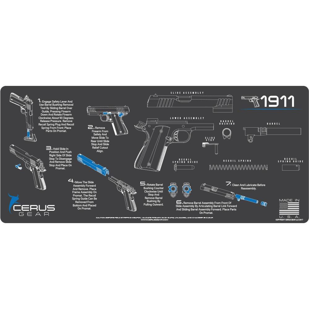 Cerus Gear 1911 Instructional Promat Gray 12x27"