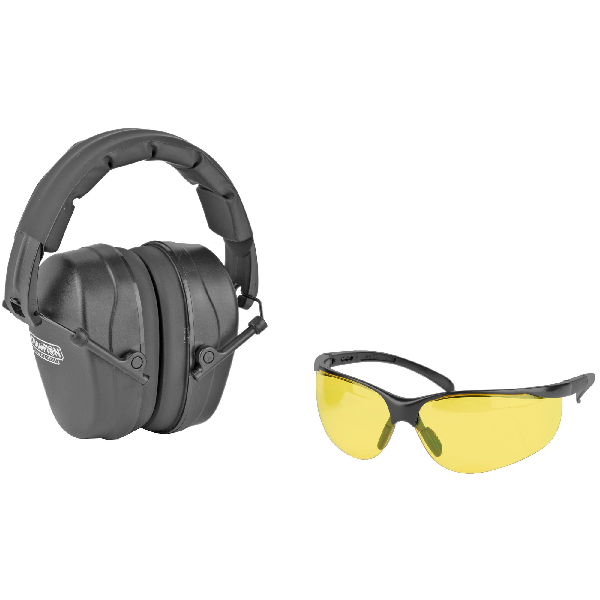 Champion Targets Shooting Combo Kit Black Passive Earmuff, Amber Lens Military Standard