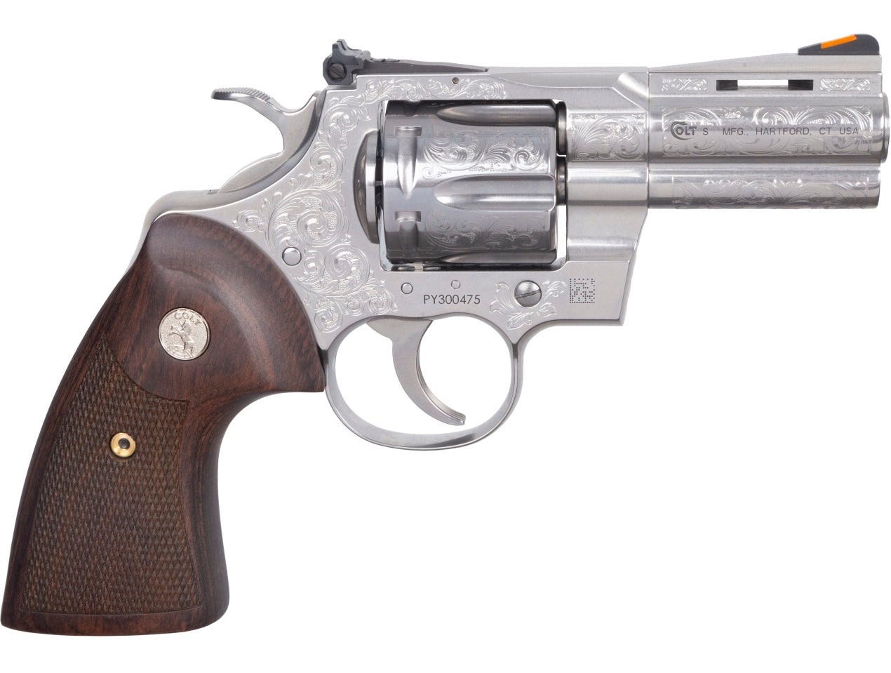 Colt Firearms Python Stainless Engraved .357 Mag / .38 SPC 3" Barrel 6-Rounds