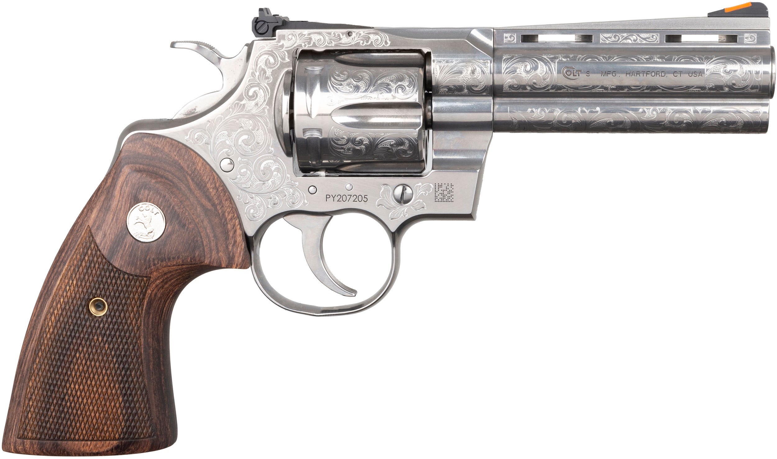 Colt Firearms Python Stainless Engraved .357 Mag / .38 SPC 4.25" Barrel 6-Rounds