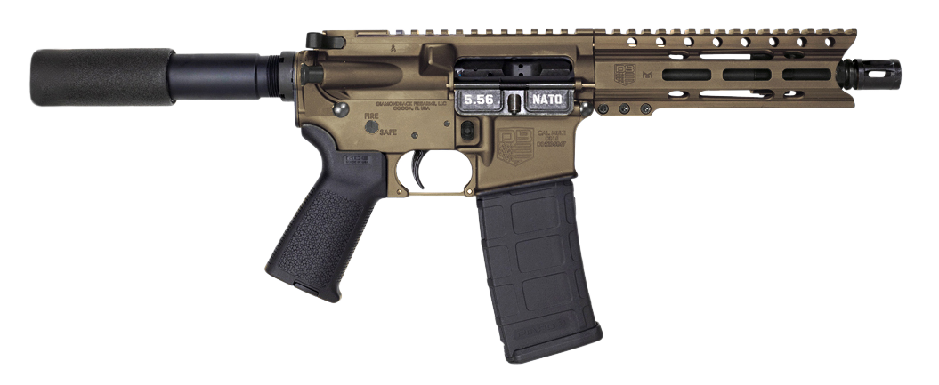 Diamondback DB15 Pistol Midnight Bronze 5.56 NATO/.223 Rem 7" Barrel 30-Rounds M-LOK Handguard