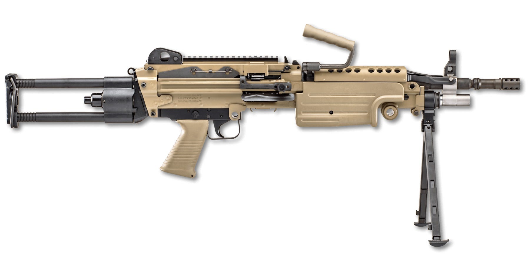 FN M249S Para Flat Dark Earth 5.56 NATO 16.1" Barrel Belt-Fed Telescoping Stock