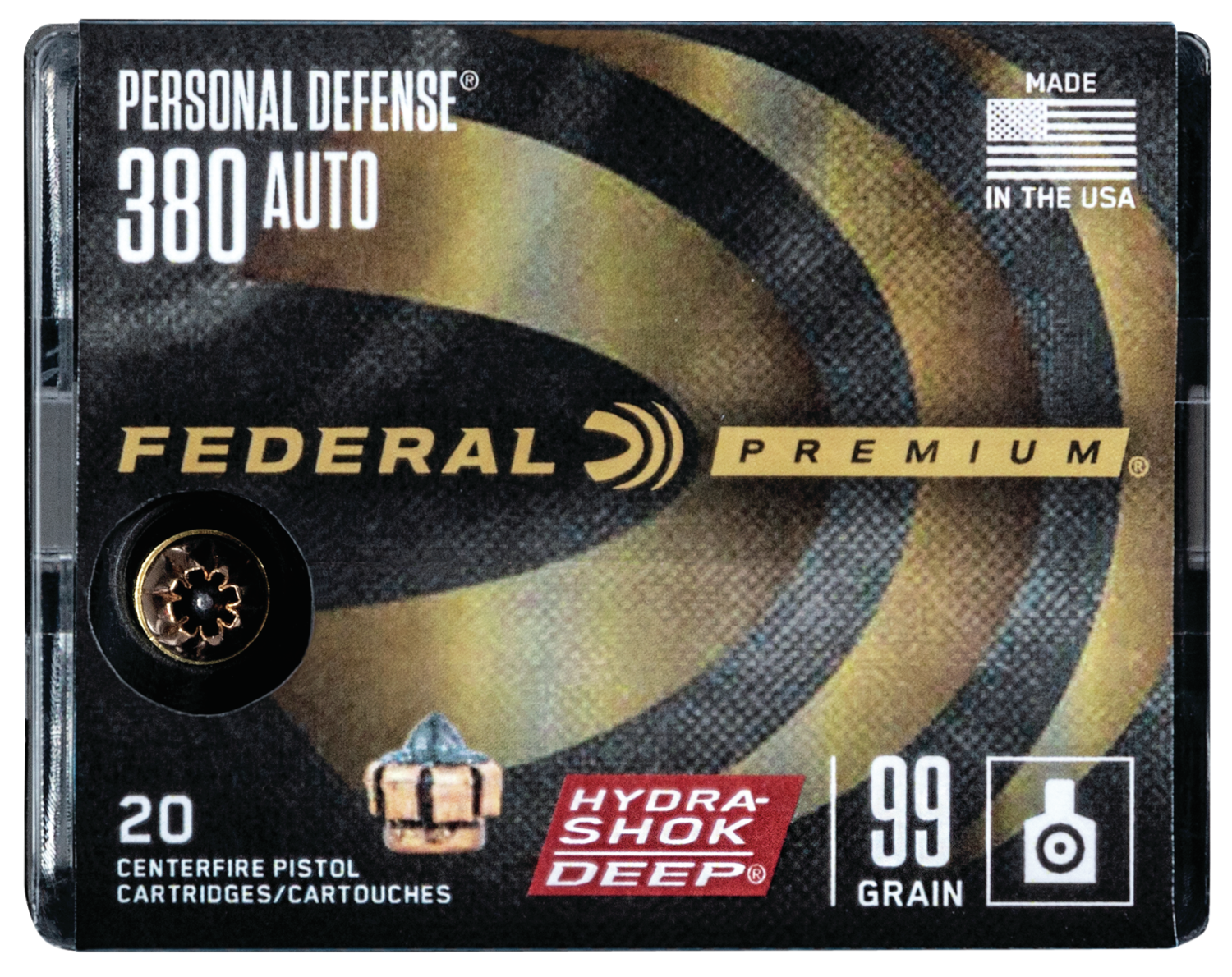 Federal Premium Personal Defense .380 ACP 99 Grain 20-Rounds HSDHP