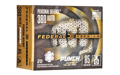 Federal Premium Punch Brass .380 ACP 85 Grain 20-Rounds JHP