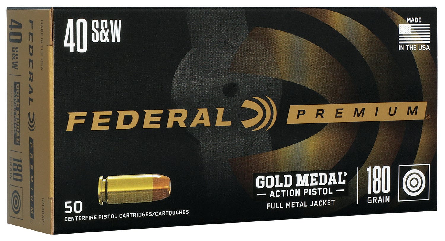 Federal Premium Gold Medal .40 SW 180 Grain 50-Rounds FNFMJ