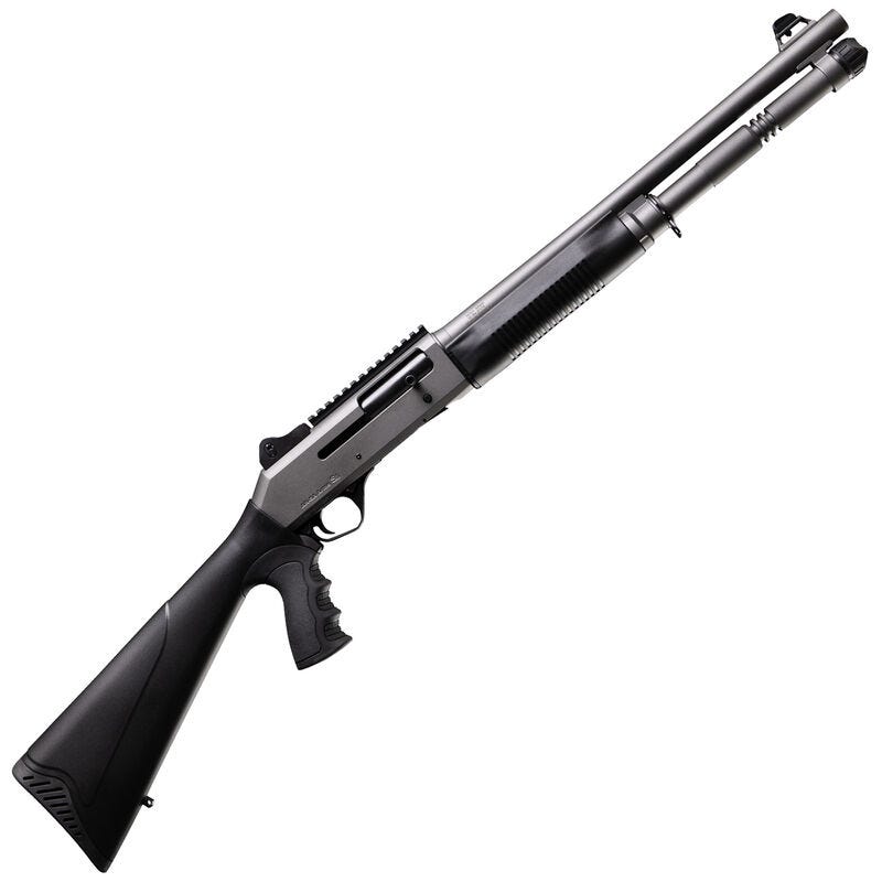 Four Peaks AKSA S4 Semi-automatic Tungsten Gray Shotgun 12 Gauge 18.5" Barrel 5-Rounds 3" Chamber Pistol Grip Fixed Stock Ghost Ring Sights 3 Choke Tubes