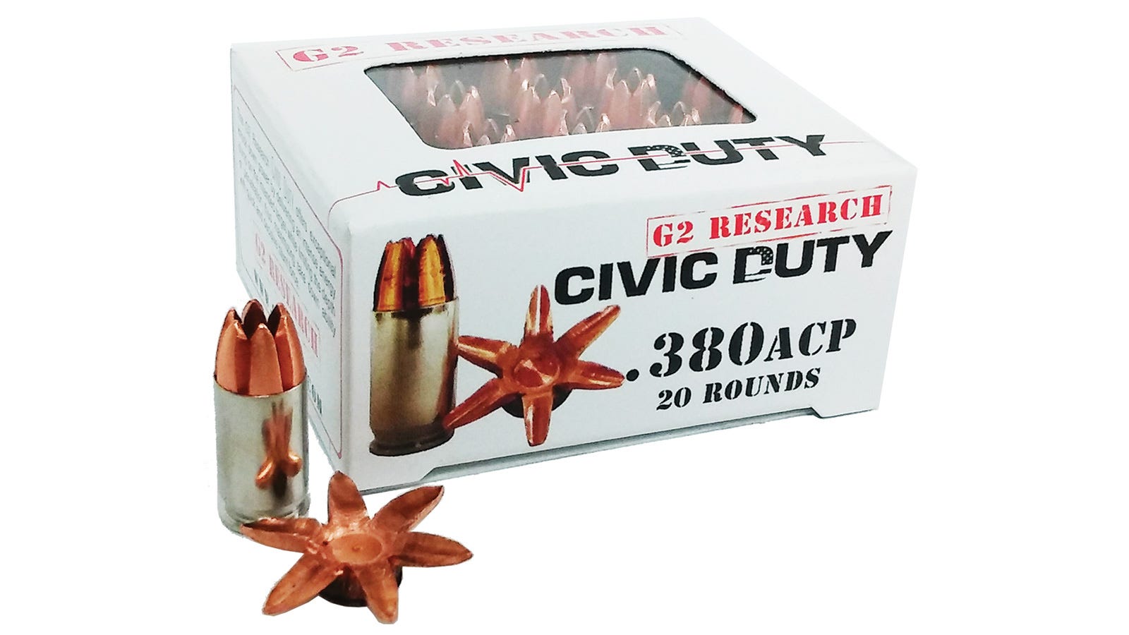 G2 Research Civic Duty 64 Grain .380 ACP Ammunition 20 RDs HP