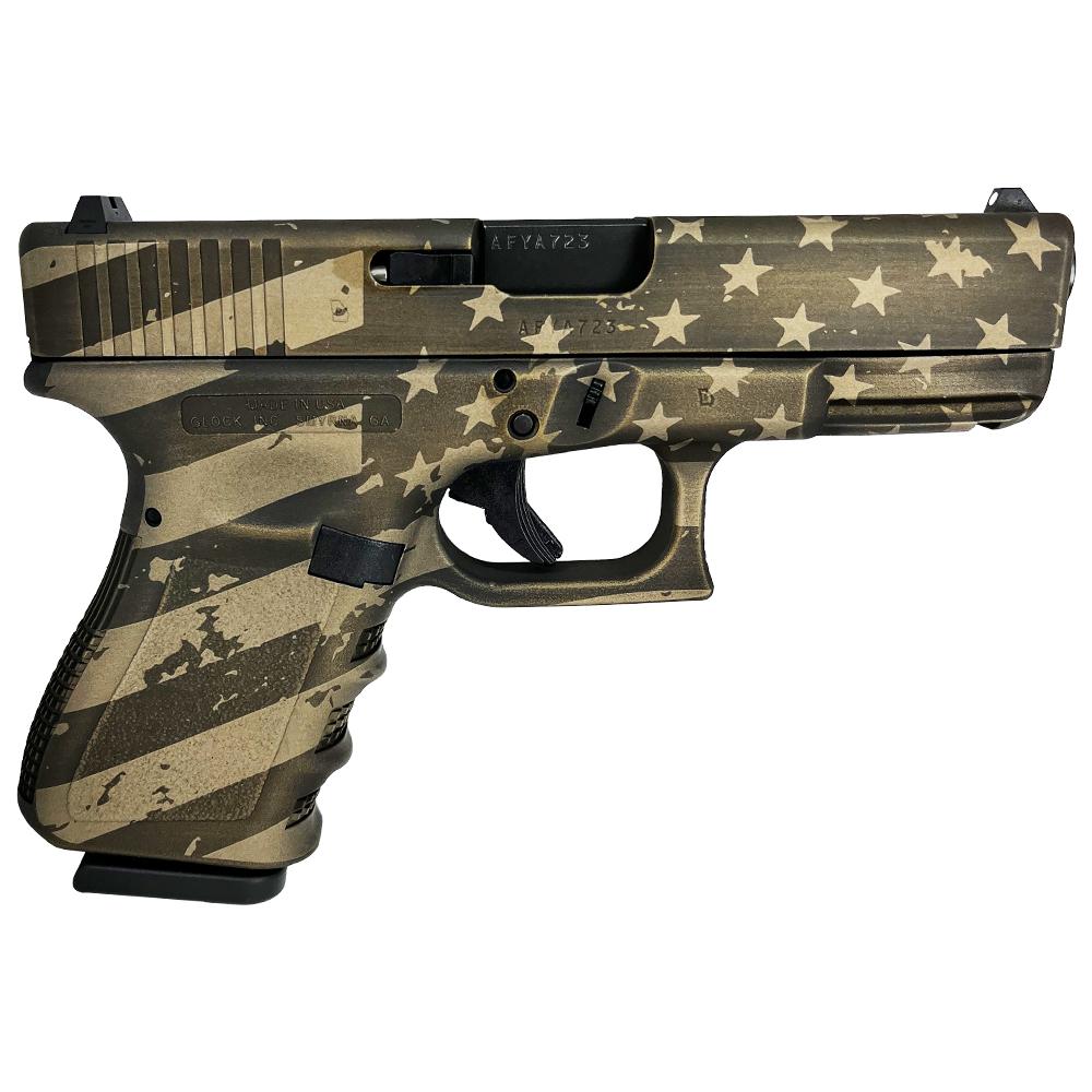 Glock 19 Gen3 "Distressed US Flag" Burnt Bronze 9mm 4.02" Barrel 15-Rounds Austria