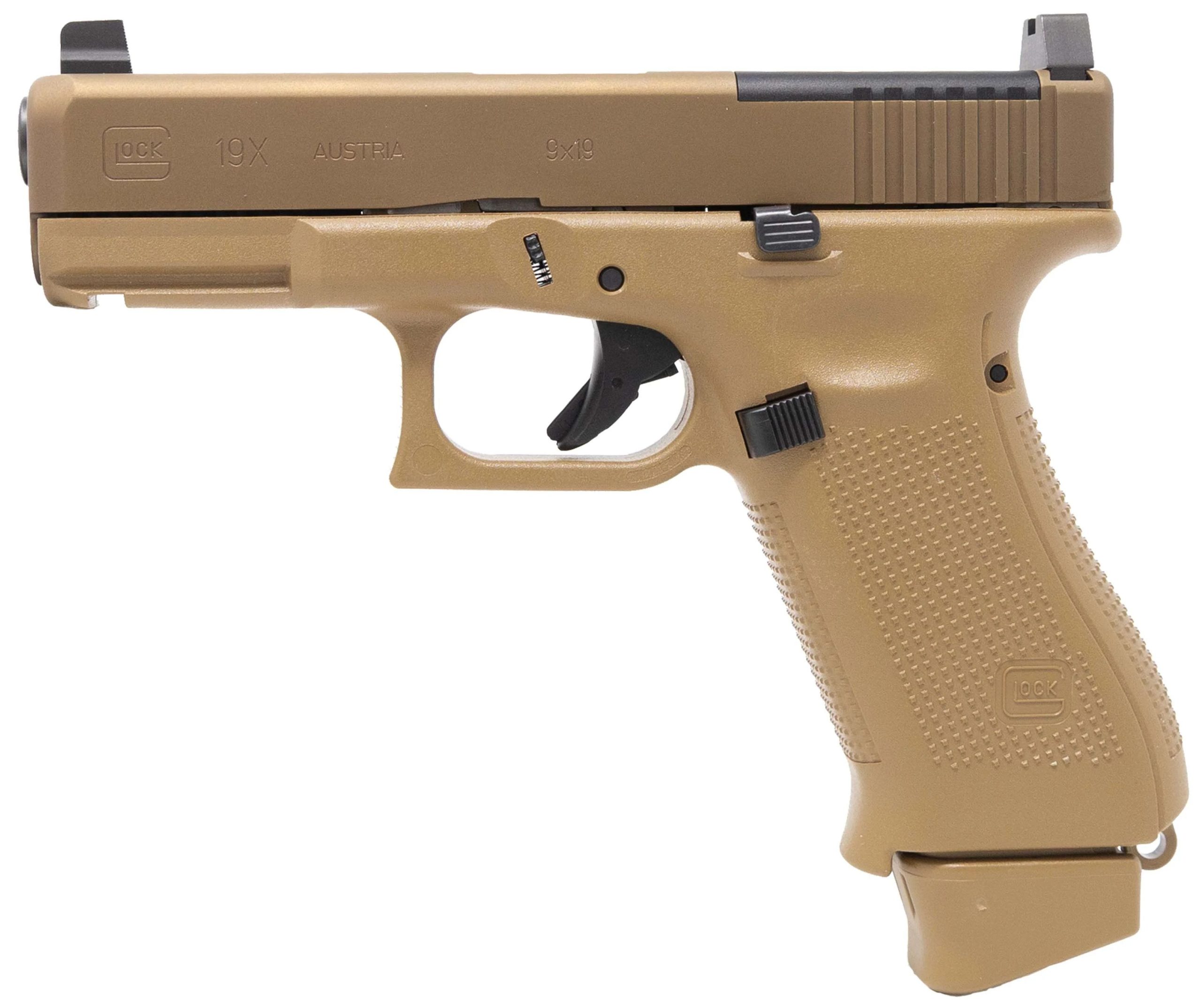 Glock 19X Coyote Tan 9mm 4.52" Barrel 19-Rounds w/ Ameriglo Tall Sights