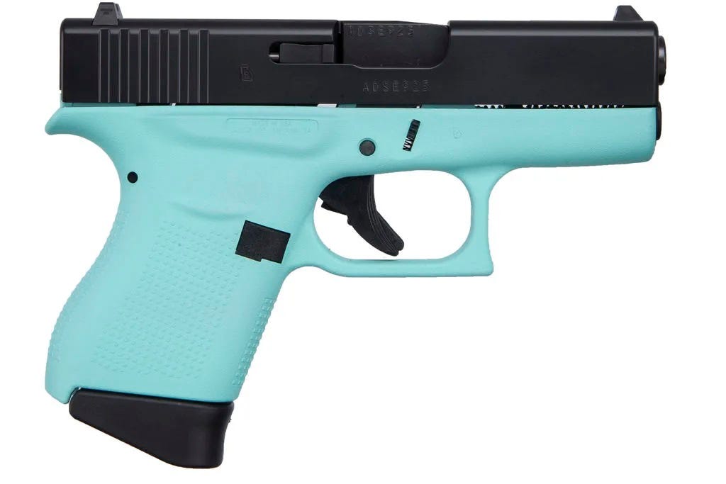 Glock 43 USA Robin's Egg Blue / Black 9mm 3.39" Barrel 6-Rounds