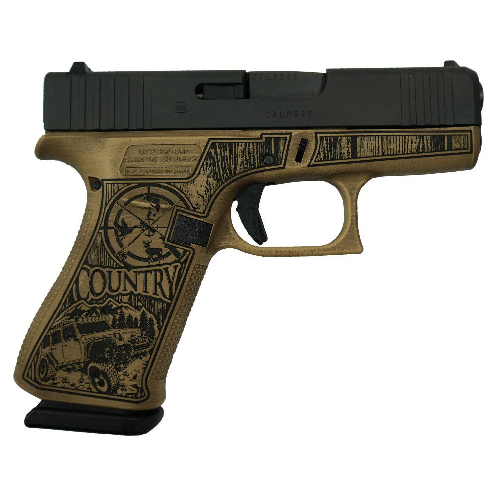 Glock 43X "Country Engraved" Sand 9mm 3.4" Barrel 10-Rounds