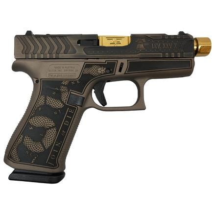 Glock 43X Custom "Revolution Engraved Brown Cerakote" 9mm 3.4" Barrel 10-Rounds