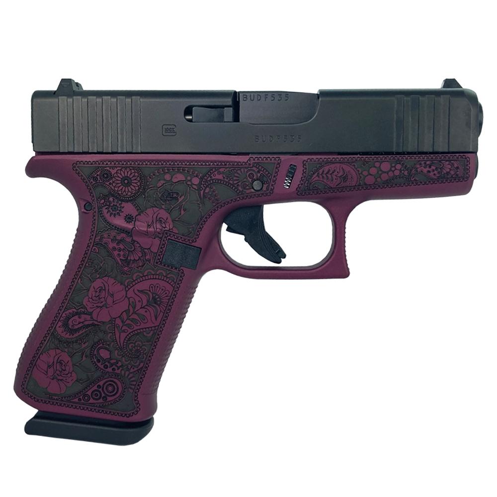 Glock 43X Black Cherry 9mm 3.41" Barrel 10-Rounds Custom Engraved Frame