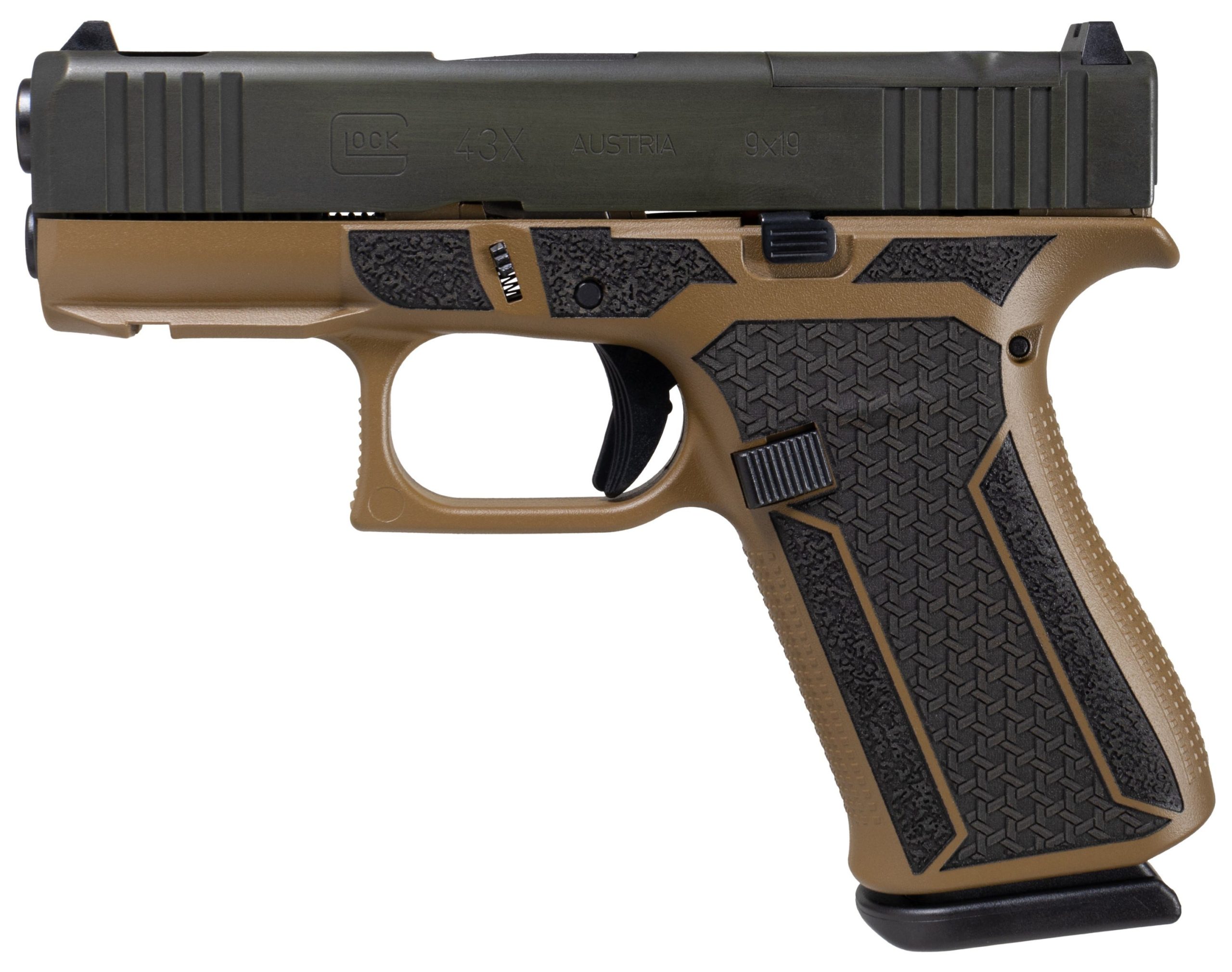 Glock 43x MOS "Happy Little Trees" Flat Dark Earth / Black 9mm 3.4" Barrel 10-Rounds