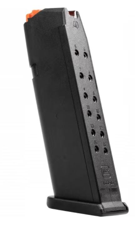 Glock 65279 Gen5 G22 Extra Mag 40 S&W 15 Rounds Orange Follower