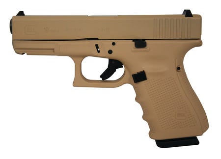 Glock 19 Gen 4 Desert Sand Hot Cerakote 9mm 4-inch 10rd Fixed Sights
