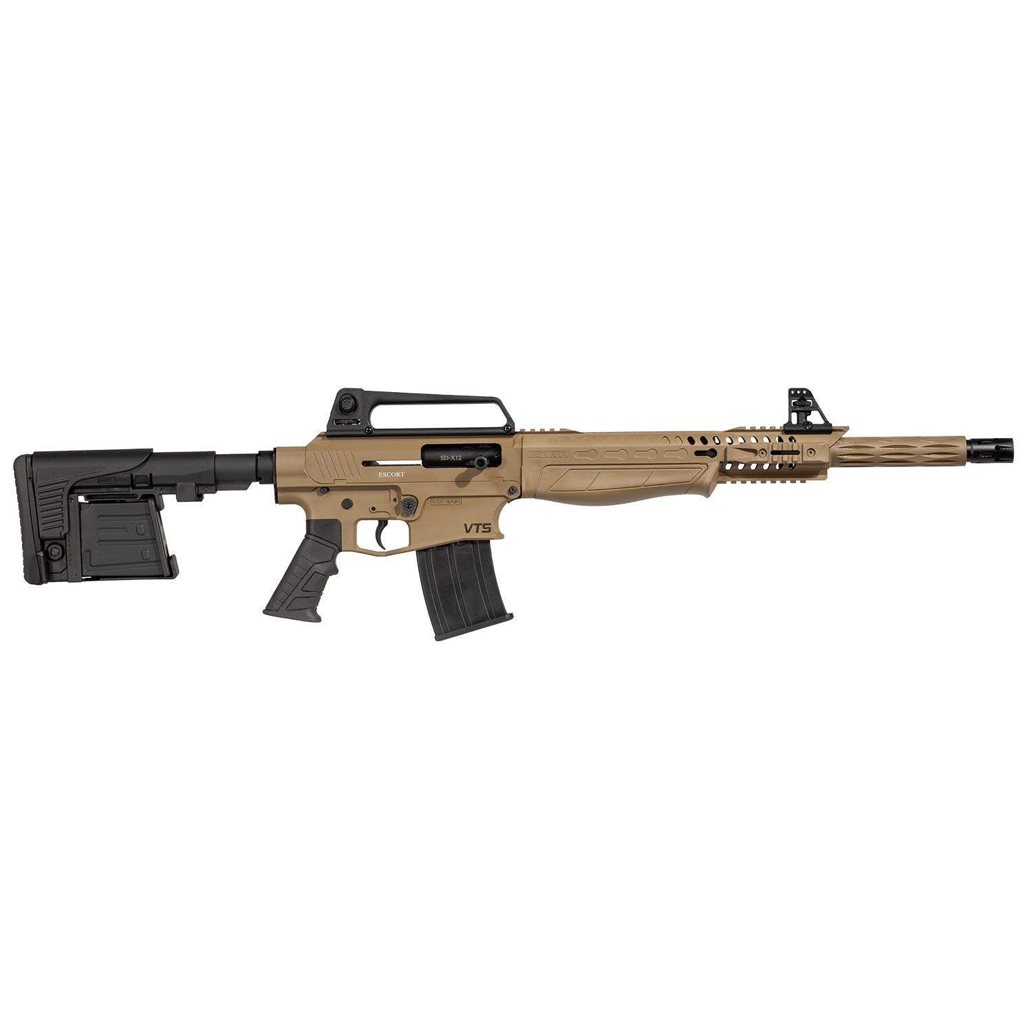 Escort SDX12 AR12 Shotgun Flat Dark Earth 12 GA 18" Barrel 3" Chamber 5-Rounds Adjustable Flip-Up Sights