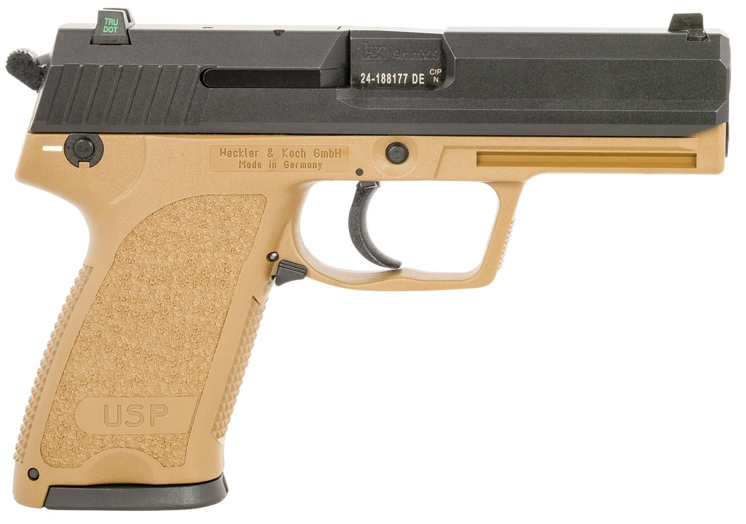 Heckler and Koch USP V1 Flat Dark Earth 9mm 4.8" Barrel 15-Rounds 2 Mags