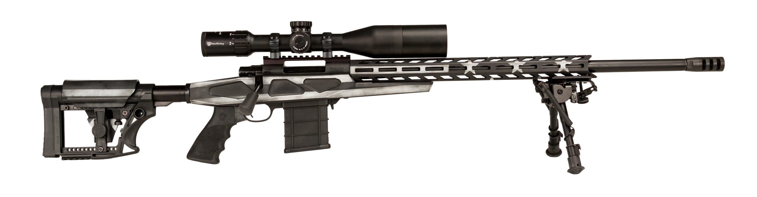 Howa APC American Flag Black / White 6.5 Creedmoor 24" Barrel 10-Rounds w/ 4-16x50mm Nikko Stirling Scope