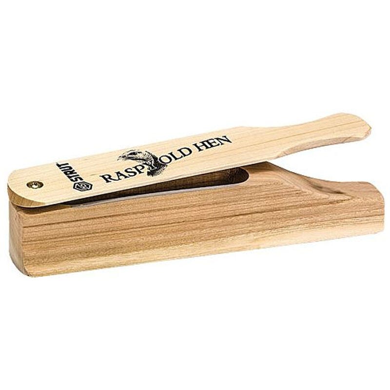 Hunters Specialties Strut Raspy Old Hen Box Call Turkey Cherry Wood and Maple Wood Lid Natural