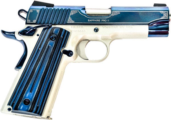 Kimber Sapphire Pro II Blue PVD / Satin Silver 9mm 4-inch 9Rd Night Sights