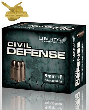 Liberty Ammunition Civil Defense 9MM 50GR HP 20Rds Lead-Free