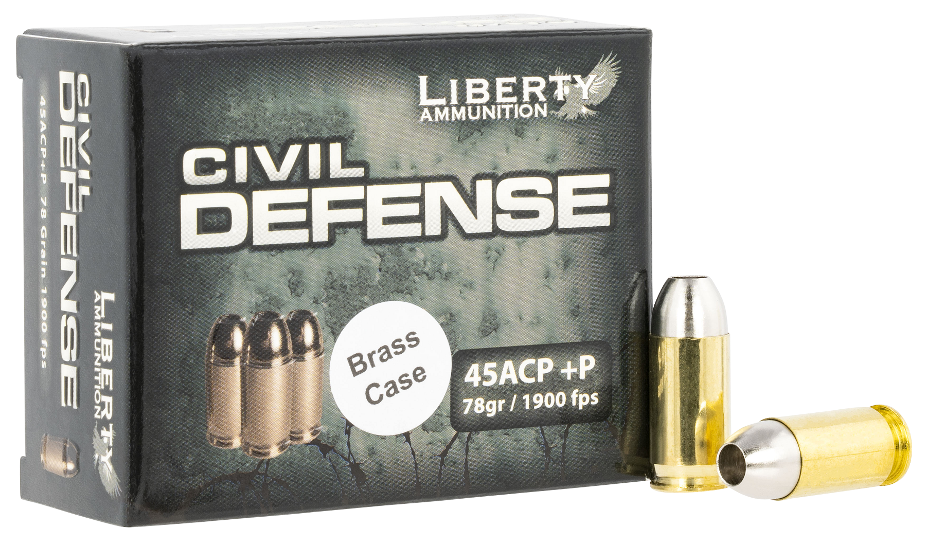 Liberty Ammunition Civil Defense Brass .45 ACP+P 78 Grain 20-Rounds LFFHP
