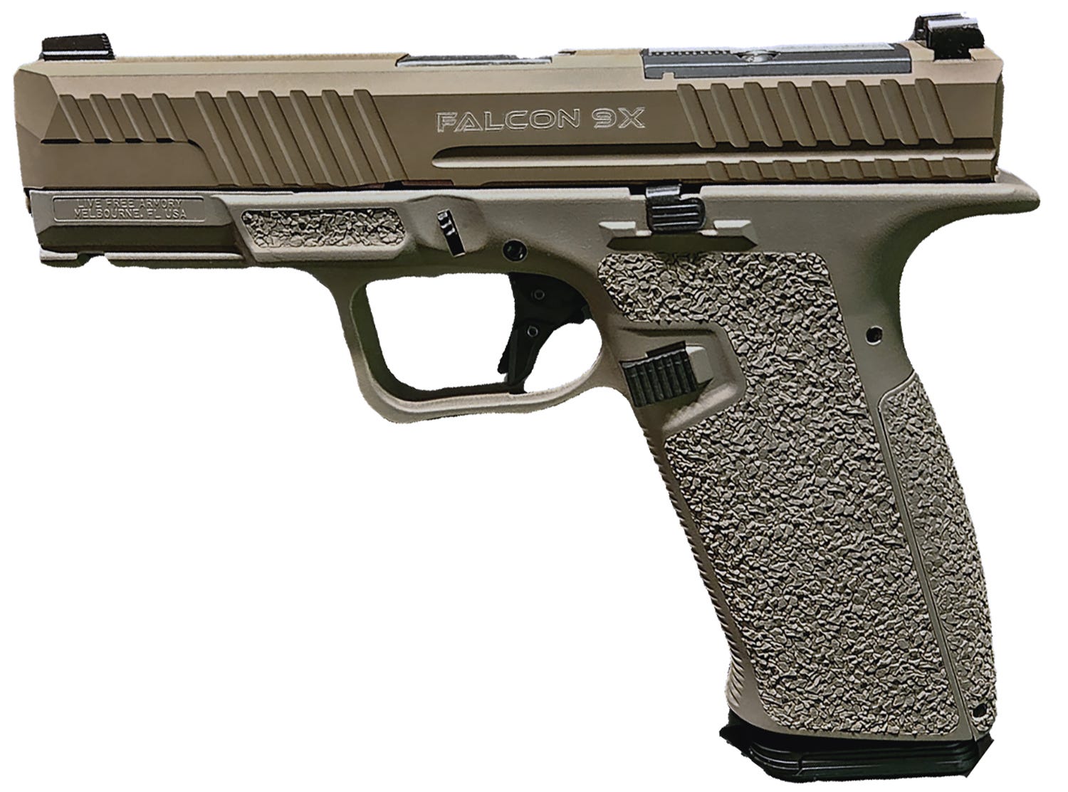 Live Free Armory Falcon 9X Flat Dark Earth 9mm 4.02" Barrel 17-Rounds