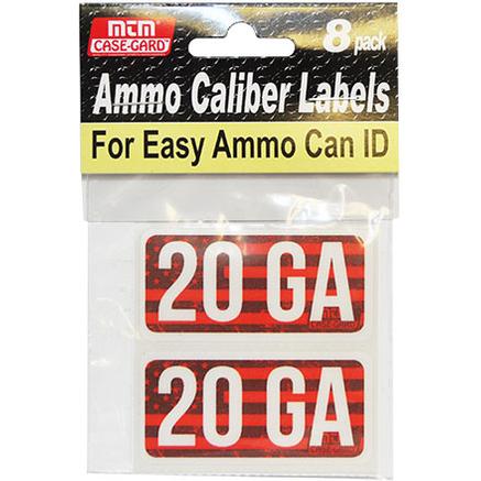 MTM Ammo Caliber Labels 8 Pack Red / white 20 GA