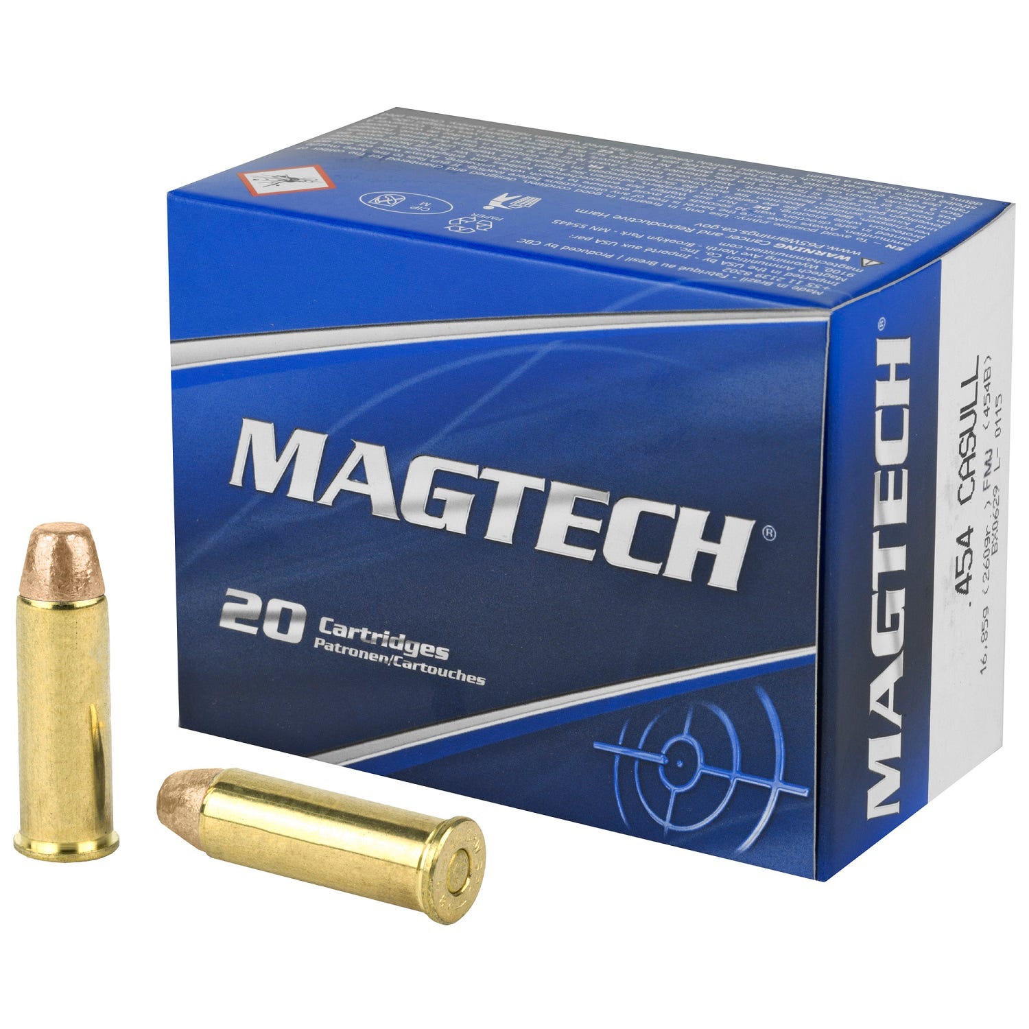 MagTech Sport Shooting Brass .454 Casull 260 Grain 20-Rounds FMJFN