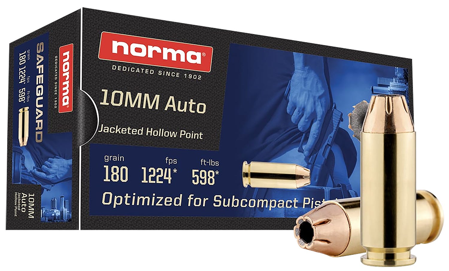Norma Safeguard Brass 10mm 180 Grain 50-Rounds JHP